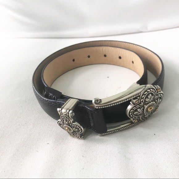 Brighton Accessories - Brighton Black Leather Belt with Silver Buckle